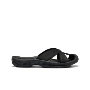 Women's Bali Leather Slide Sandal  |  Black/Black