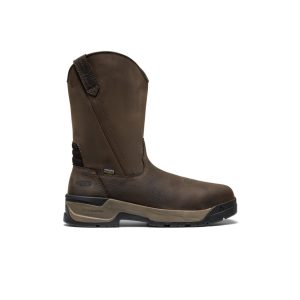 Men's Flatland Pull-On Waterproof Work Boot (Carbon Toe)  |  Dark Brown/Black